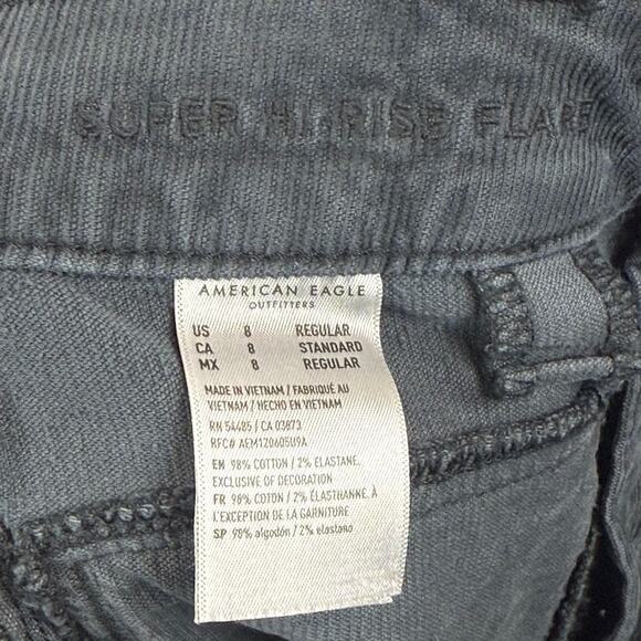American Eagle Pants Women 8 Gray Corduroy Super Hi-Rise Flared Button Fly Retro - Picture 8 of 10